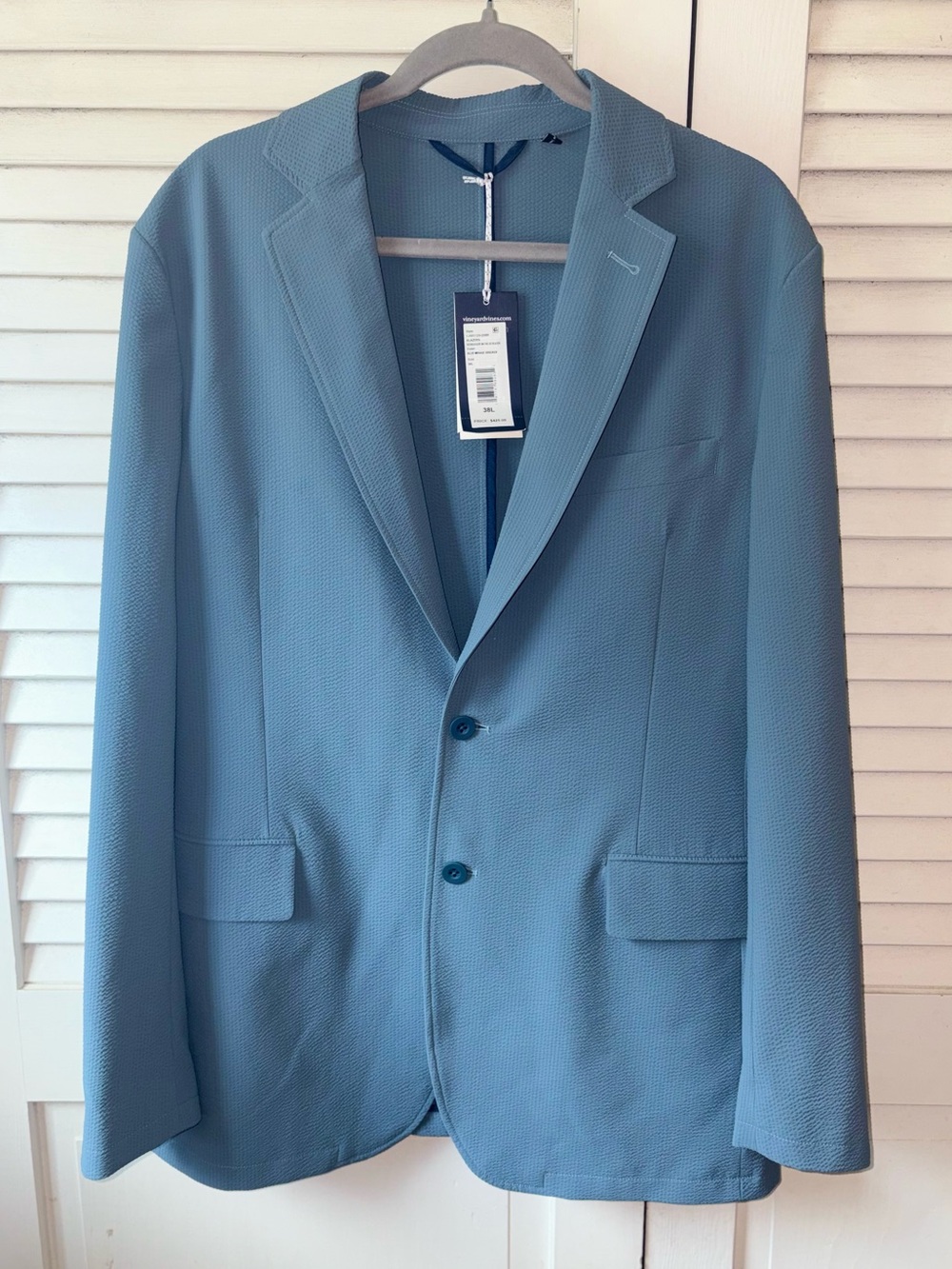 NWT Vineyard Vines On-The-Go Seersucker Blazer Blue Mirage 38L Performance Navy - Picture 2 of 10
